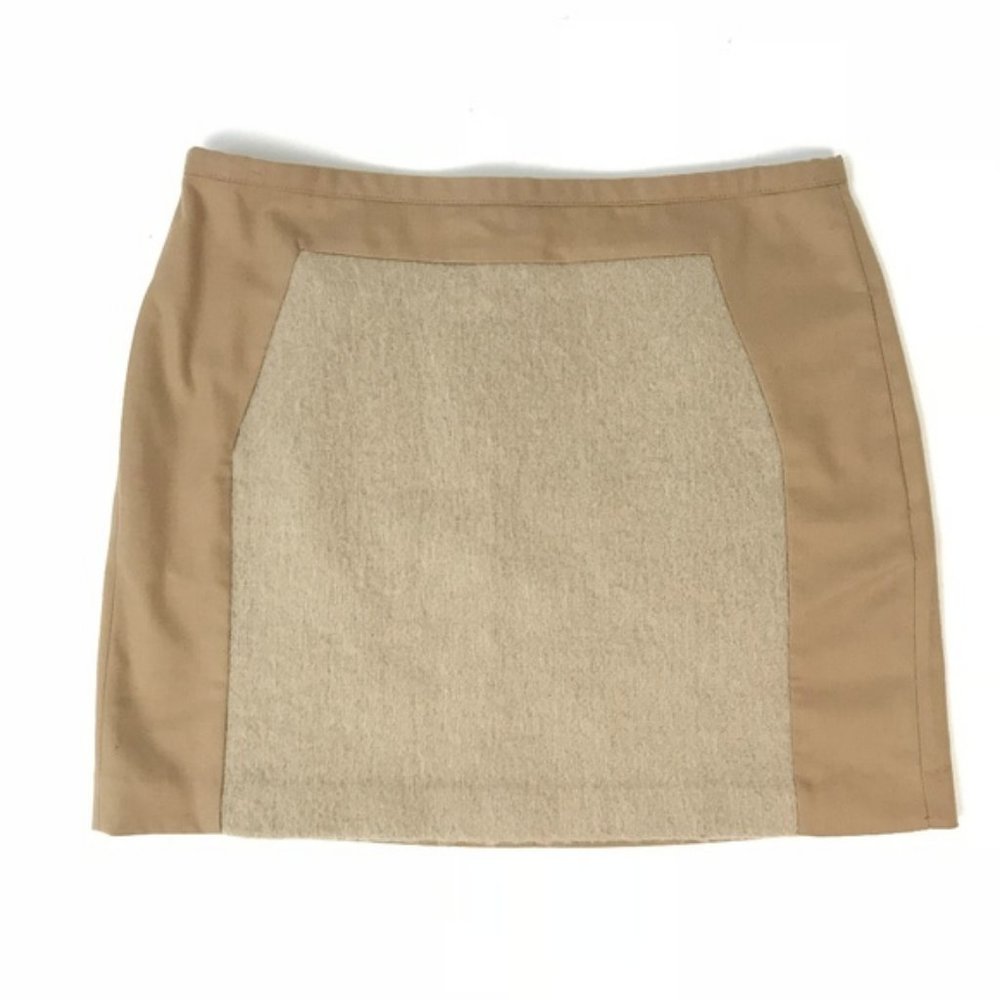 Banana Republic Fuzzy Panel Wool Mini Skirt Women's Size 4 Camel Lined